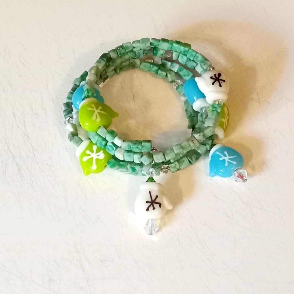 Glass Wrap Bracelet Beads Glass Mittens Memory Wire